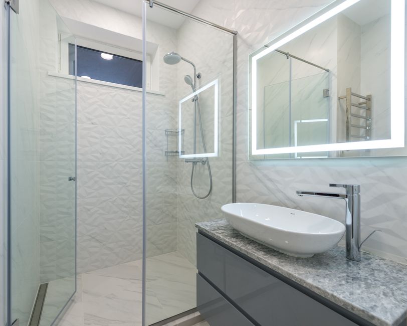 Custom glass walk-in shower installation